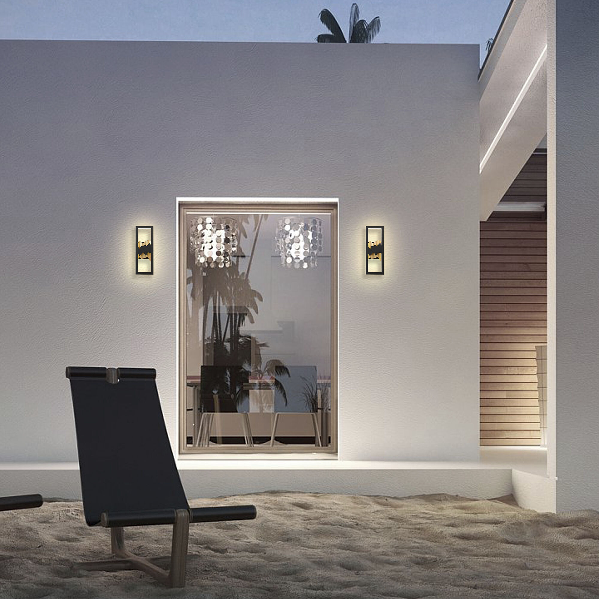 Sunrize LED 15 inch Sand Black Outdoor Wall Sconce